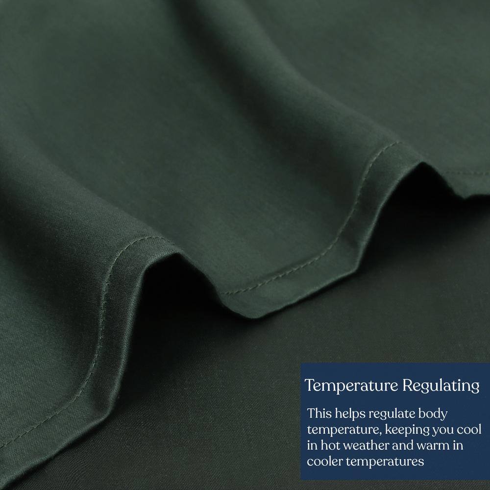 Forest Green Queen Reversible Tencel Lyocell Duvet Set