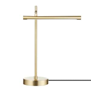 West 15 in. Matte Brass LED Integrated Desk Lamp with Dimmer Rotary Switch