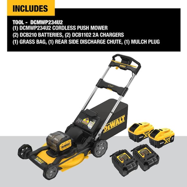 DEWALT 20 in. 20V MAX Lithium-Ion Cordless Walk Behind Push Lawn Mower with (2) 9.0Ah Batteries and Charger Included DEWALT 20 in. 20V MAX Lithium-Ion Cordless Walk Behind Push Lawn Mower with (2) 9.0Ah Batteries and Charger Included