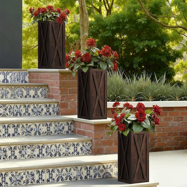 Dovelina 10 in. L x 10 in. W x 24 in. H Novelty Walnut Wood