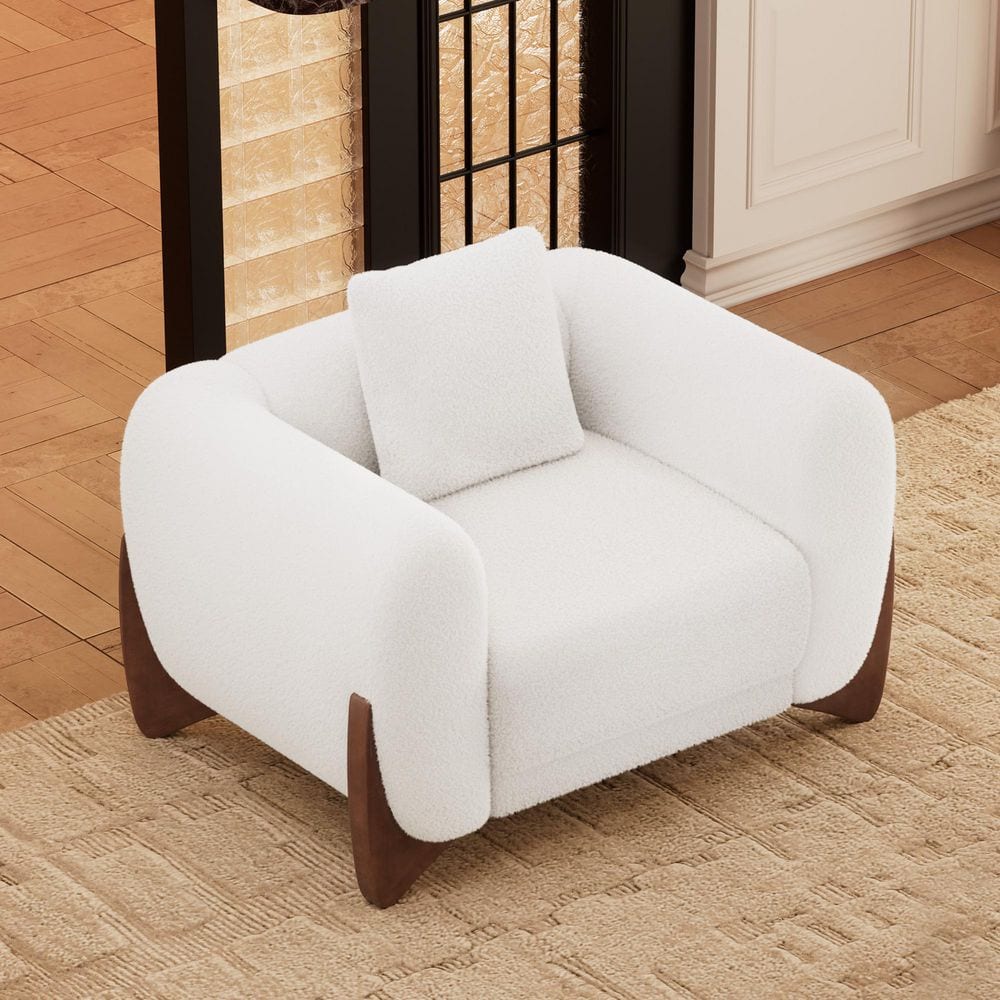 Morden Fort Cloud-Soft Cream White Sherpa Boucle Fabric Accent