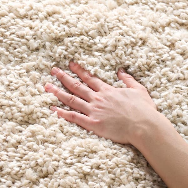August Shag Beige 3 ft. x 5 ft. Solid Area Rug