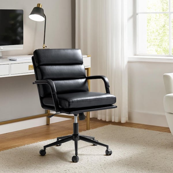 Joa Modern Leather Comfortable Ergonomic Office Chair with Tilt Lock and Center Tilt-BLACK