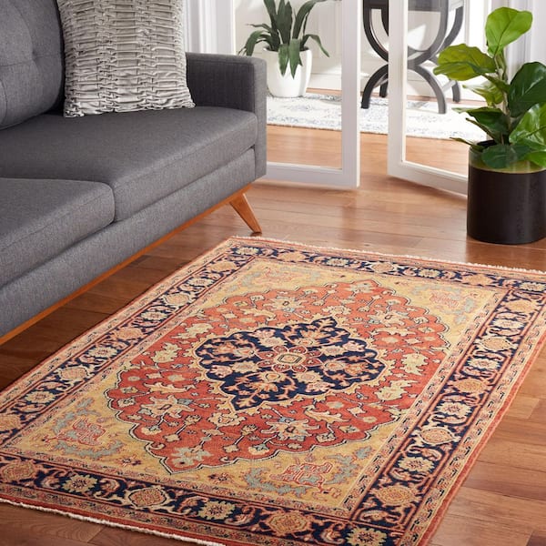 Heriz 4 ft. x 6 ft. Red/Multi Medallion Area Rug