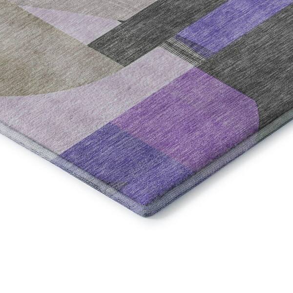 Mayfield Premium Machine Washable Abstract AMF1694 Lavender 3 ft. x 4 ft. Area Rug