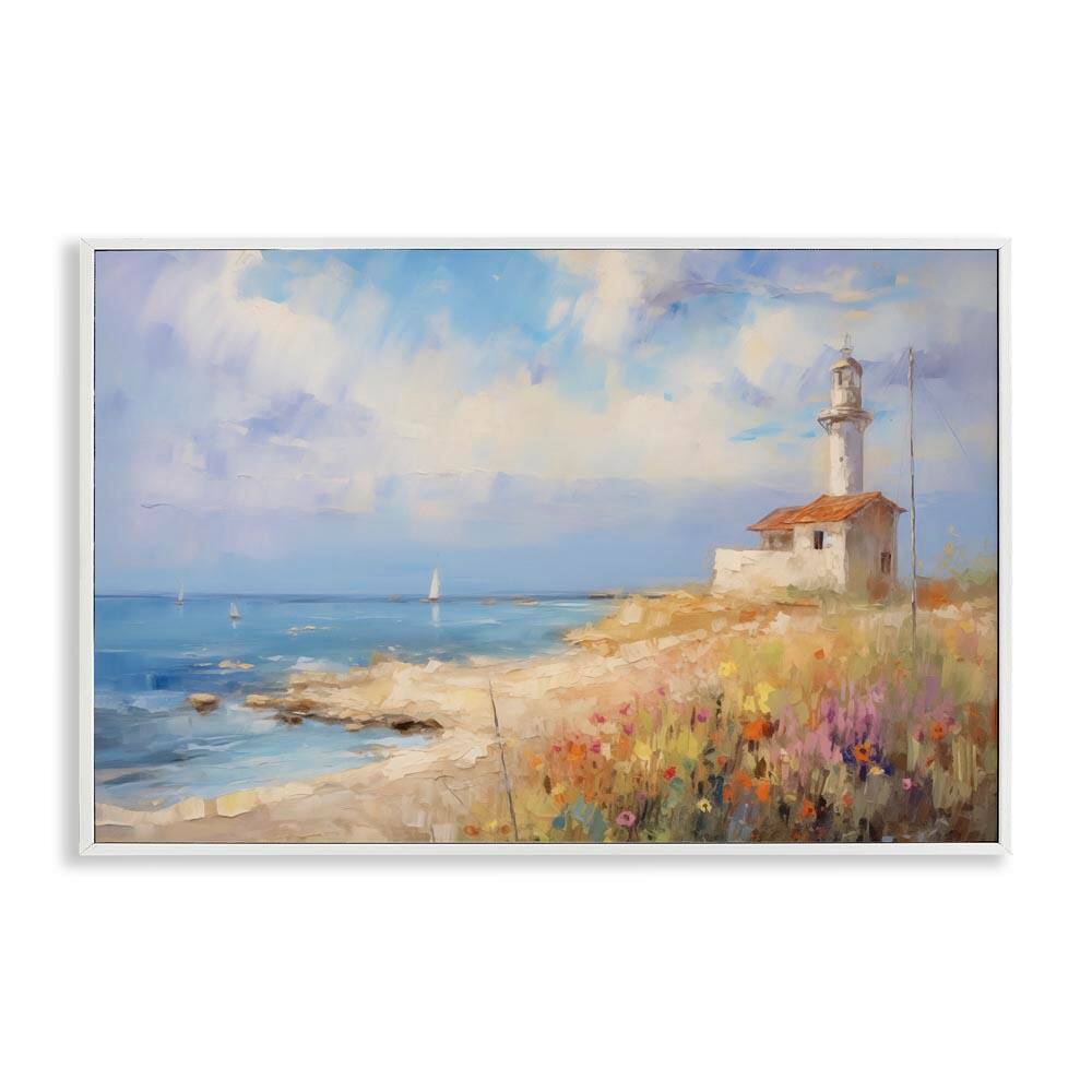 Vintage Lighthouse View by LSR Design Studio White Framed Nature Giclee Art Print 20 in. x 30 in. price history on PriceWatchPro