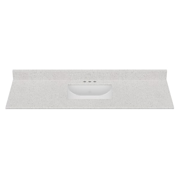 61 in. W x 22 in. D Cultured Marble Rectangular Undermount Single Basin Vanity Top in Silver Stream