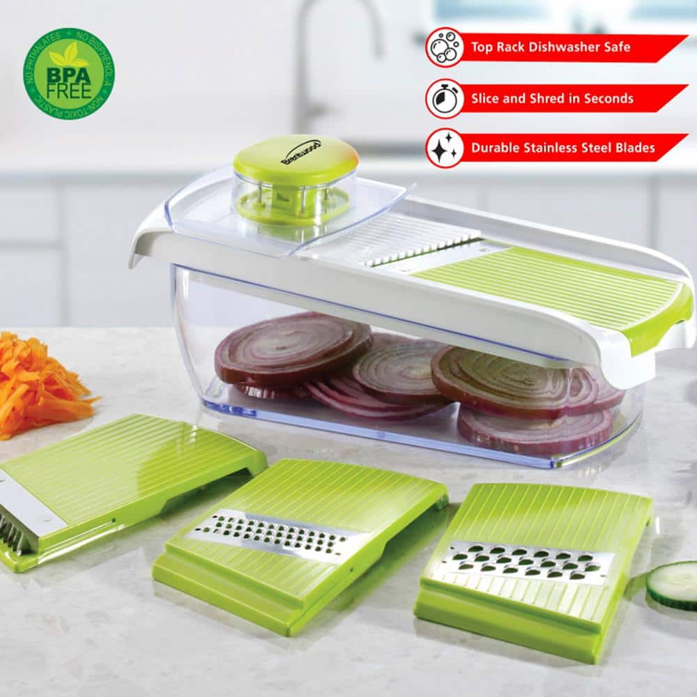 Green BPA-Free Mandoline Slicer with 5-Cup Storage Container