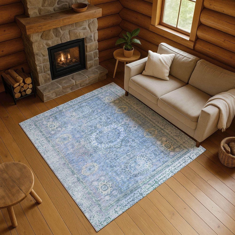 Mayfield Premium Machine Washable Abstract AMF1740 Blue 10 ft. x 14 ft. Area Rug price history on PriceWatchPro