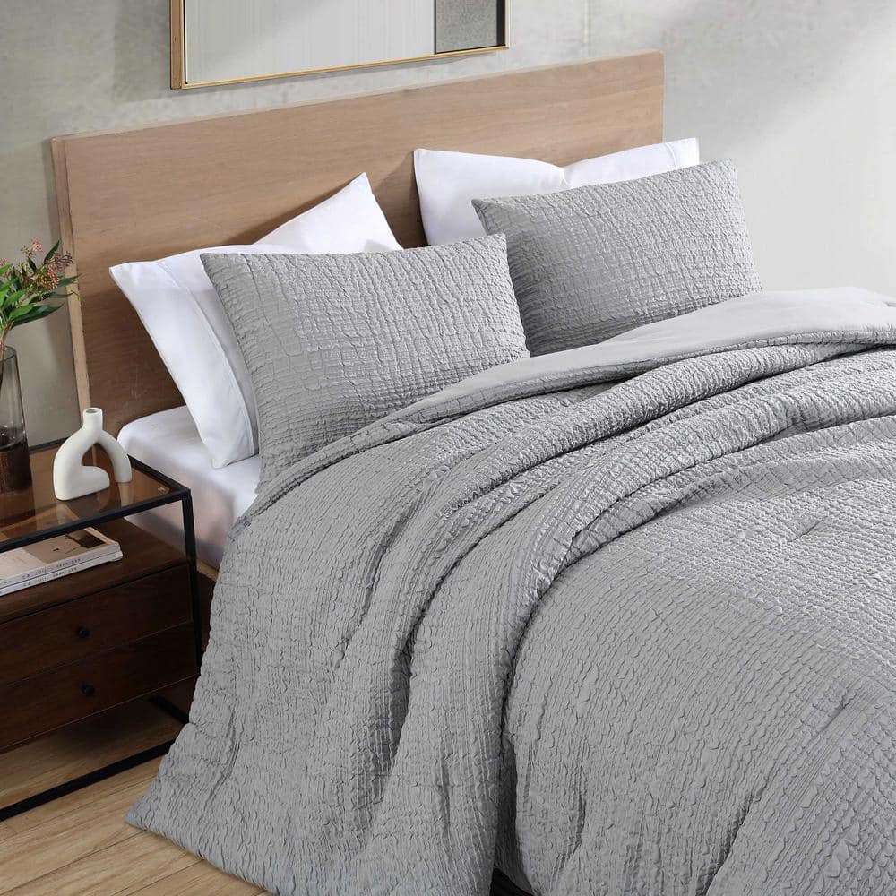 Gray Organic Microfiber Full Reversible Comforter Set