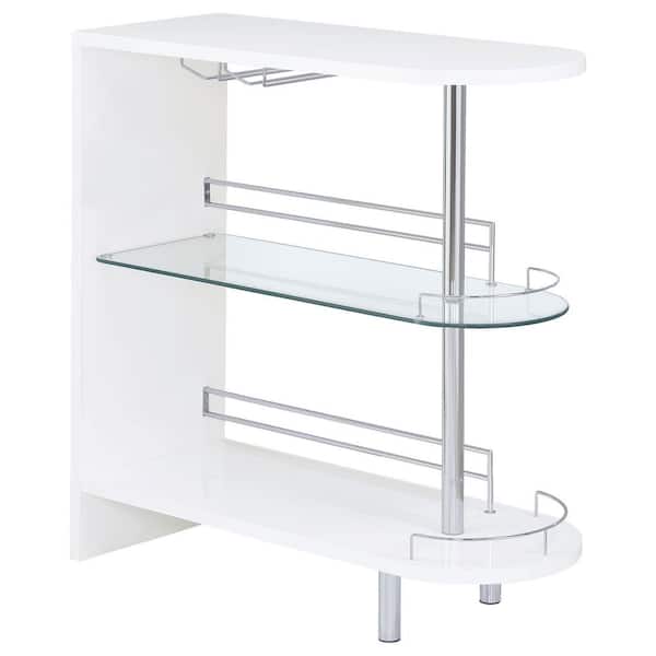 Coaster 3-tier Bar Table Glossy White and Clear