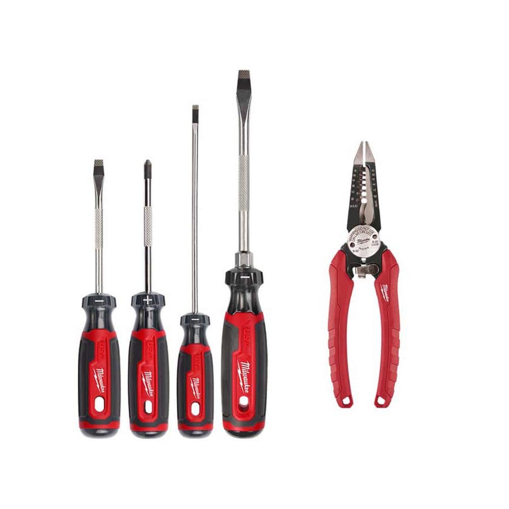 Milwaukee Screwdriver Set with Cushion Grip with 7.75 in. Combination