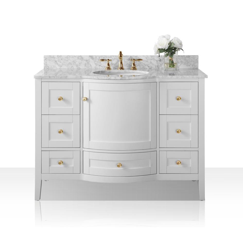 Ancerre Designs Lauren 48 in. W x 22 in. D Bath Vanity in White with ...