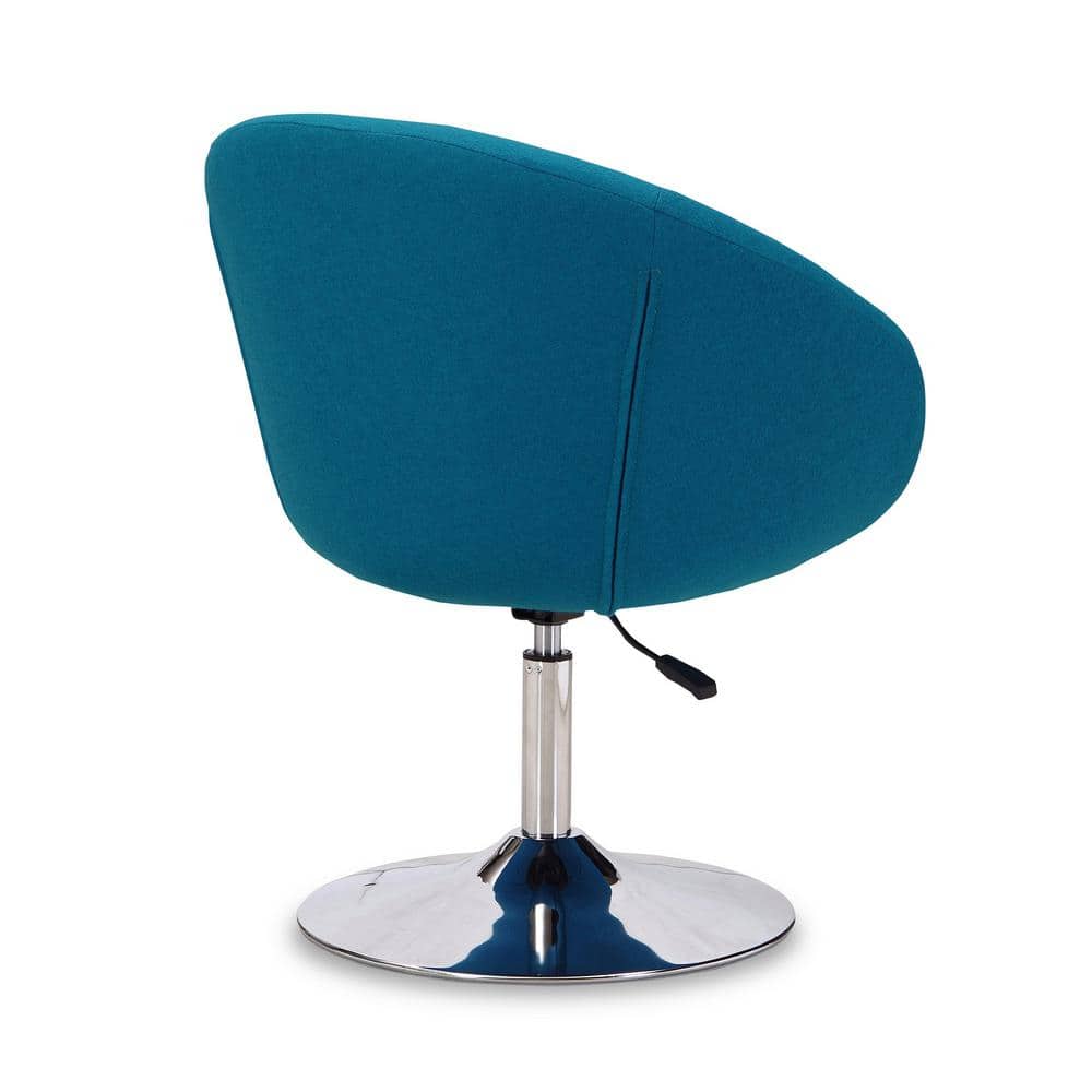 Set of 2 Blue Wool Blend Adjustable Height Chairs with Polished Chrome Base
