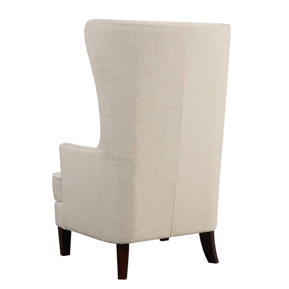 Heirloom Natural Beige Wood Wingback Accent Chair