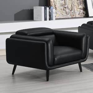 Shania Black Faux Leather Track Arms Accent Chair