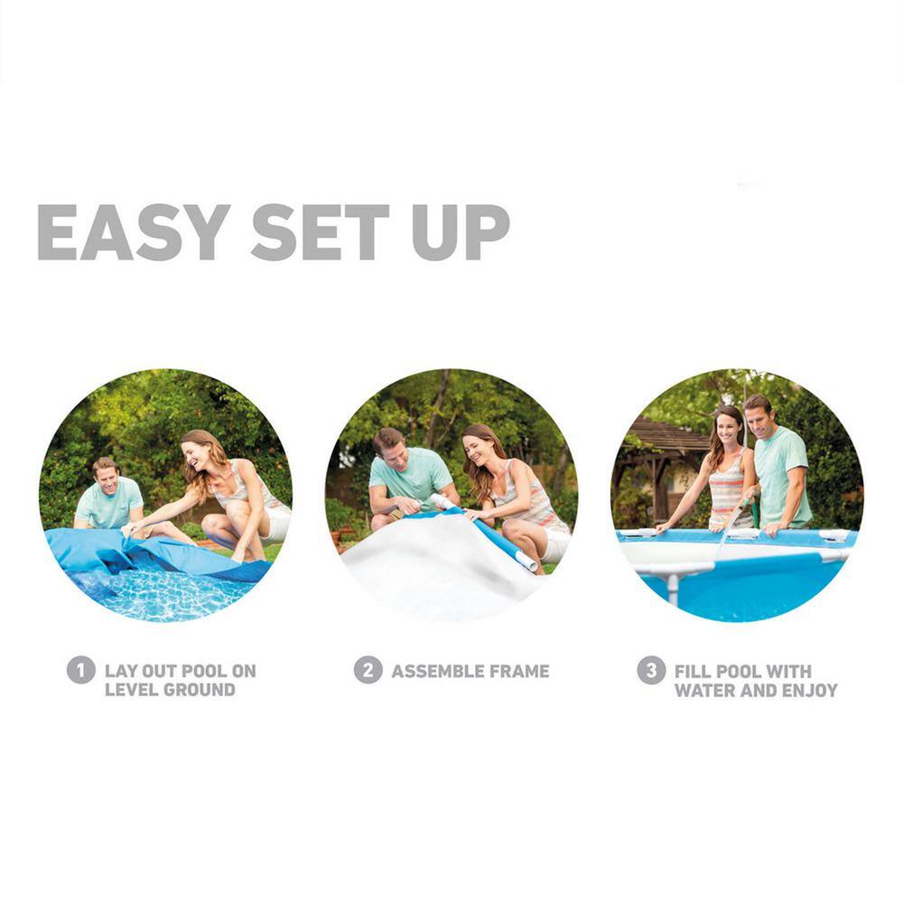 Intex 12 ft Round Blue Metal Frame Above Ground Pool