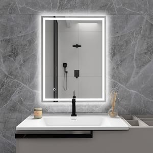 24 in. W x 32 in. H Rectangular Frameless Anti-Fog LED Wall Bathroom Vanity Mirror in Silver with Bluetooth
