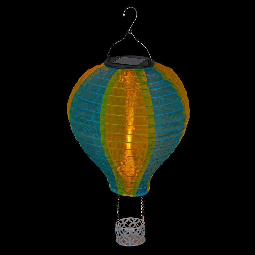 16" Solar Powered Yellow and Blue Hot Air Balloon LED Lamp