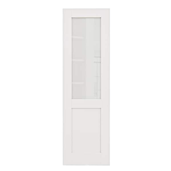 24 in. x 80 in. Solid Core MDF 1/2 Frosted Glass, Manufactured Wood Primed White Interior Door Slab for Pocket Door