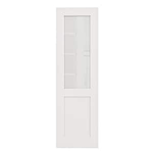 24 in. x 80 in. Solid Core MDF 1/2 Frosted Glass, Manufactured Wood Primed White Interior Door Slab for Pocket Door