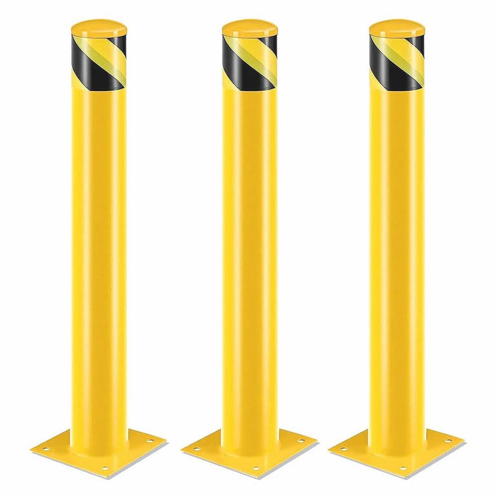 48 in. H x 4.5 in. D Yellow Steel Bollard Post for Traffic-Sensitive Area, Garage or Parking Lot (Set of 3) price history on PriceWatchPro