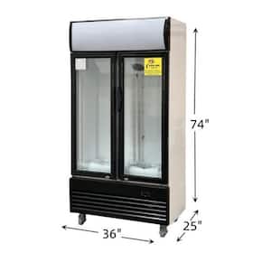 18 cu. ft. Commercial Slim Narrow Upright Display Refrigerator 2-Glass Door Beverage Cooler in Black