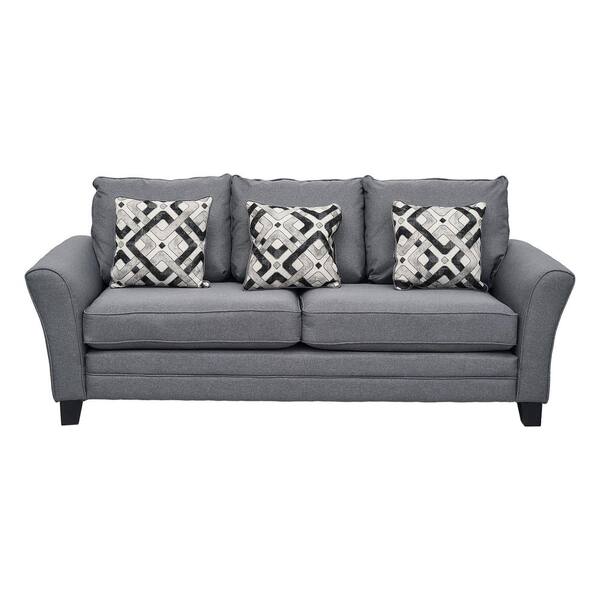 86.61 in. Gray Small Modern Comfortable Loveseat Linen Fabric 3 Seat