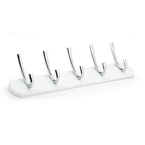 3-1/2 in. (88.9 mm) White and Chrome Contemporary Hook Rack