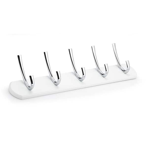 Richelieu Hardware 3-1/2 in. (88.9 mm) White and Chrome Contemporary Hook Rack