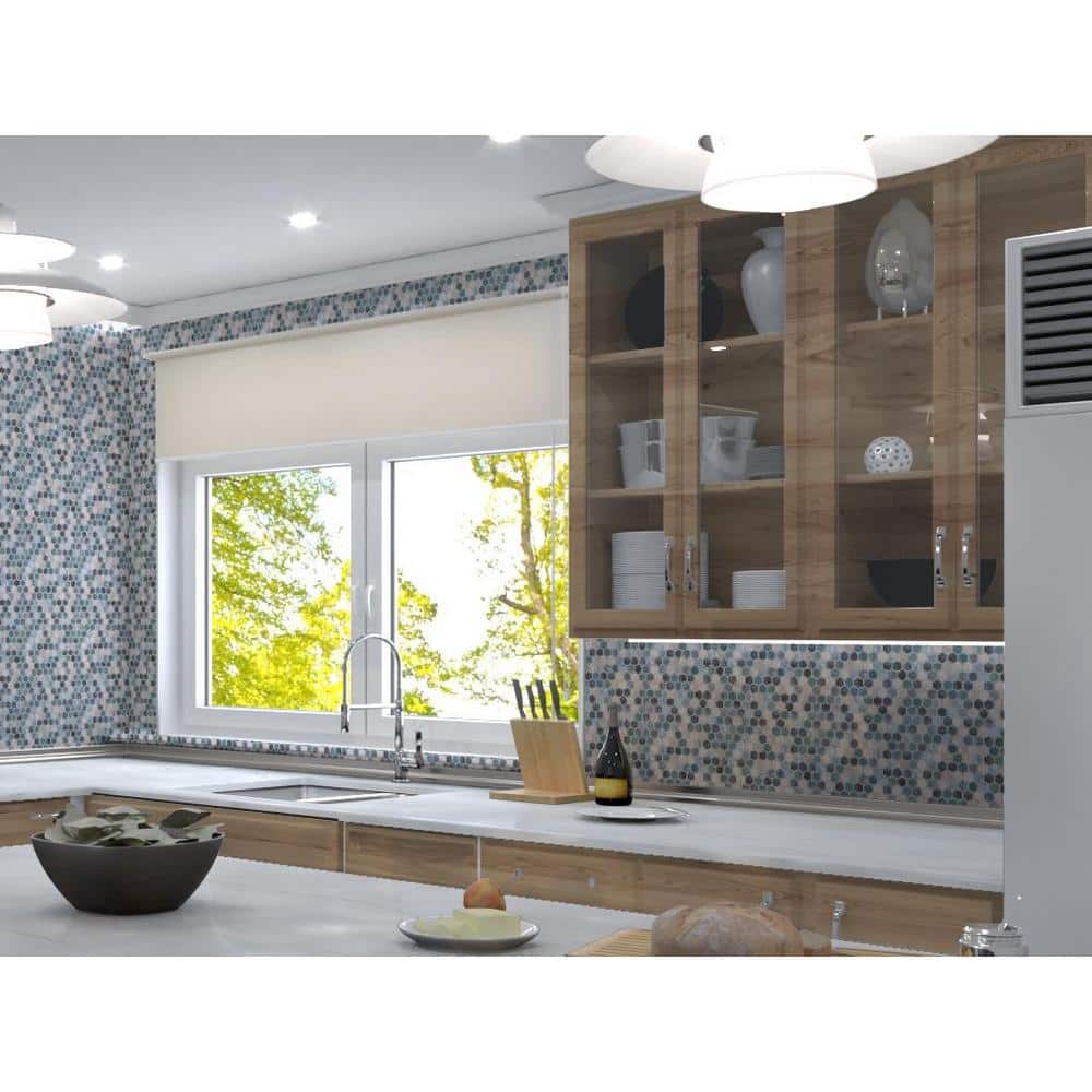 Trillion Matte Blue Glass Hexagon Mosaic Tile