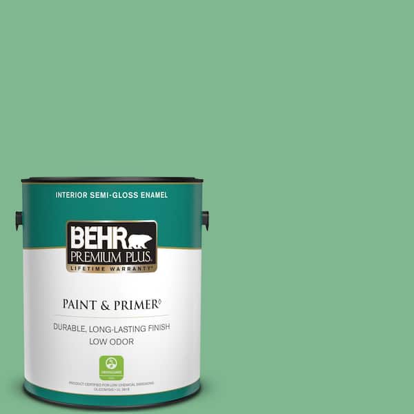 BEHR PREMIUM PLUS 1 gal. #BIC-40 Veiled Chameleon Semi-Gloss Enamel Low Odor Interior Paint & Primer
