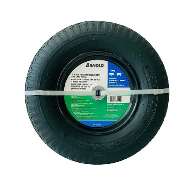 Arnold 15.5 in. Air-Filled Replacement Wheel for Wheelbarrows, Carts and Tow Trailers