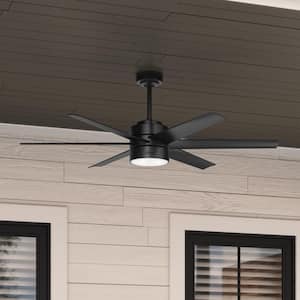Solaria 60 in. Integrated LED Indoor/Outdoor Matte Black Ceiling Fan with Light Kit and Wall Control