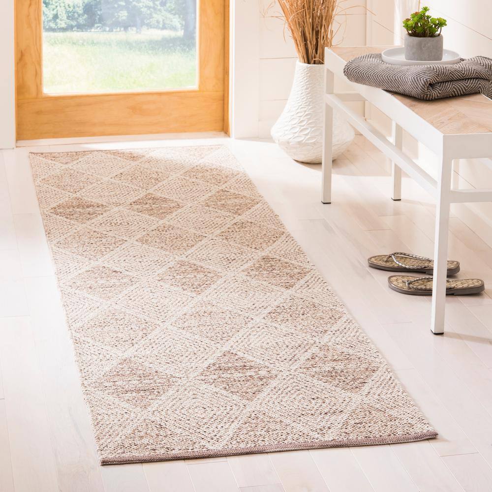 Coastal Charm Handwoven Beige Cotton & Wool Runner Rug, 2'3" x 5'