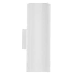Cylinder Collection 5" White Modern Outdoor Wall Lantern Cylinder Light Up and Down Light Output