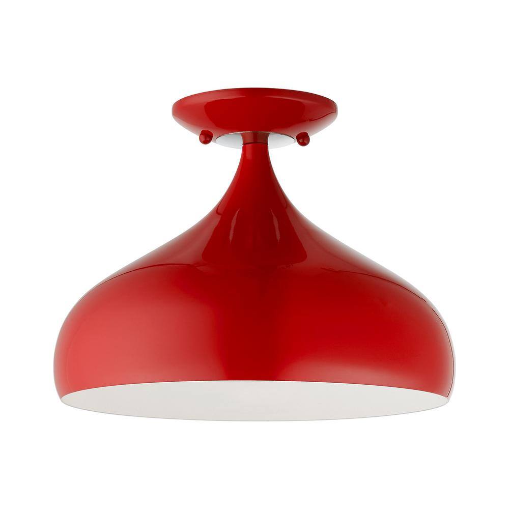 Hansberry 11.75 in 1-Light Shiny Red Teardrop Semi Flush Mount price history on PriceWatchPro