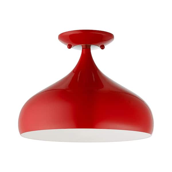 Livex Lighting Amador 11.75 in 1-Light Shiny Red Semi-Flush Mount