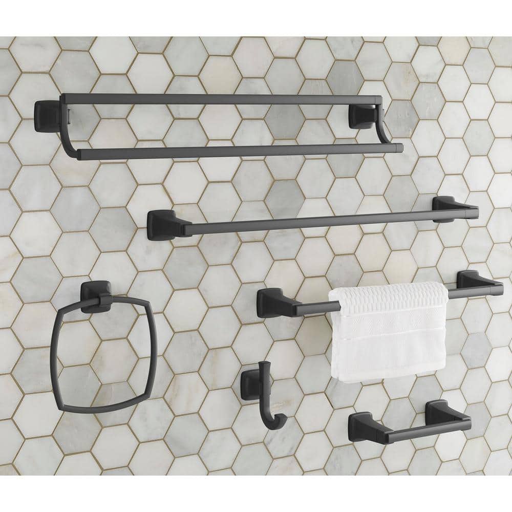 Townsend Matte Black Wall Mounted Towel Ring