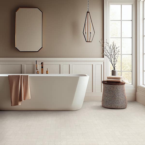 Barri Marfil White 12 in. x 12 in. Matte Porcelain Stone Look Floor Tile (10.89 sq. ft. /Case)