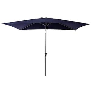 6.5 ft. x 10 ft. Rectangular Steel Patio Umbrella in Navy
