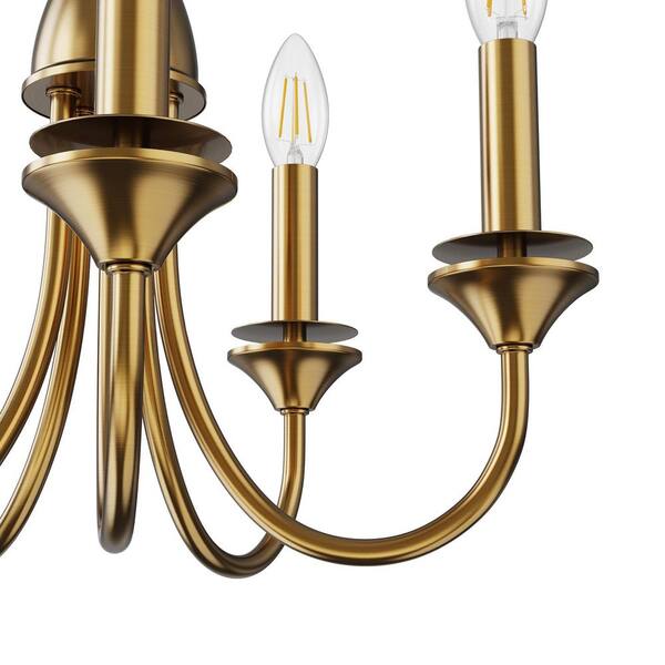 YANSUN 20 in. 5-Light Gold Candle Style Empire Chandelier with
