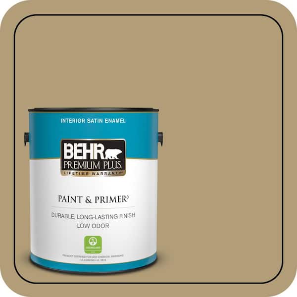 BEHR PREMIUM PLUS 1 gal. #S320-5 Ginger Tea Satin Enamel Low Odor Interior Paint & Primer