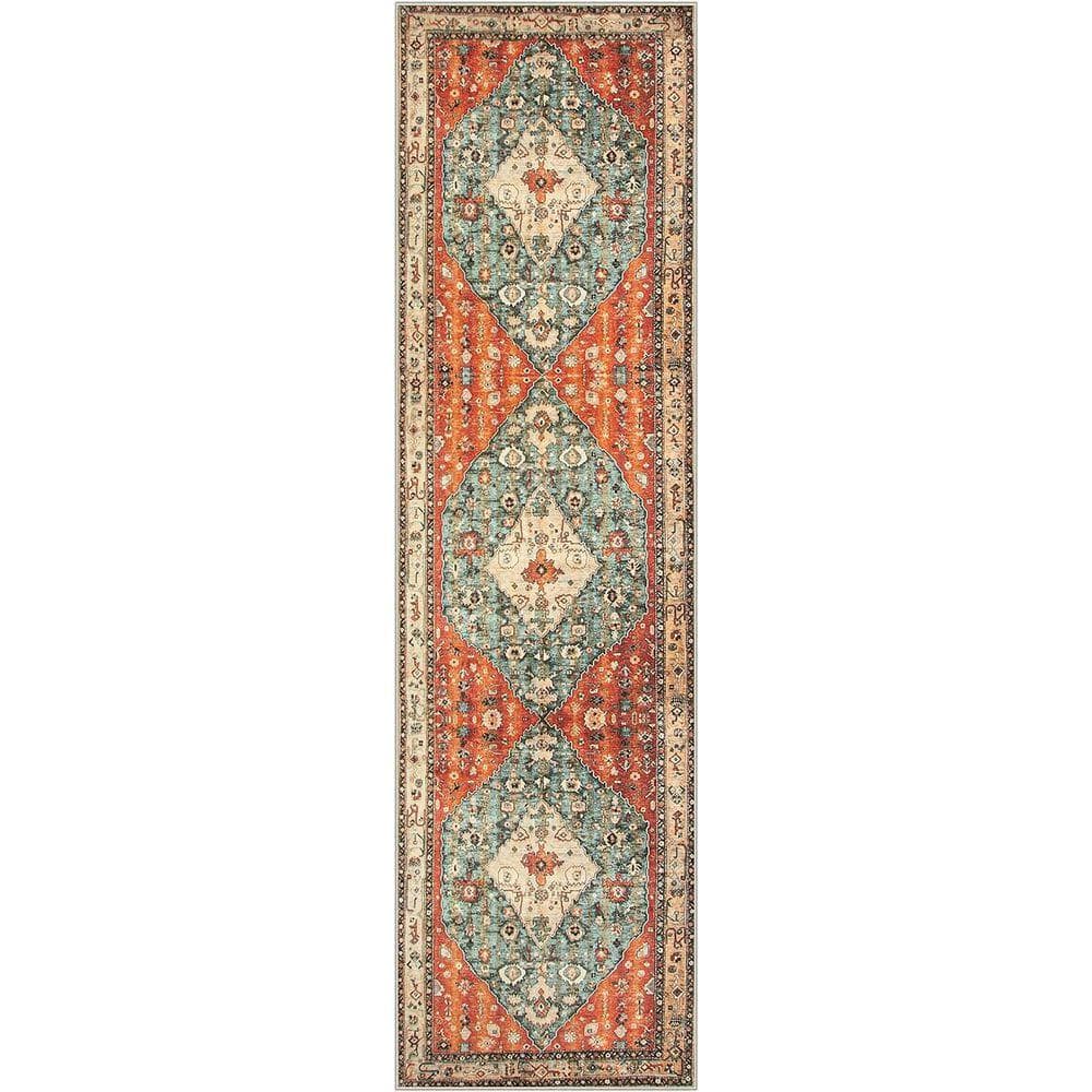 Boho Tribal 2 X 8 Multi-Colored Washable Kitchen Runner Rug Non