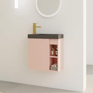 20 in. W x 10 in. D x 21.3 in. H Single Sink Floating Bath Vanity in Pink with Black Resin Top