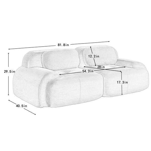 Homy Casa SMZO 81.8 in. Corduroy Modular Sectional Sofa with