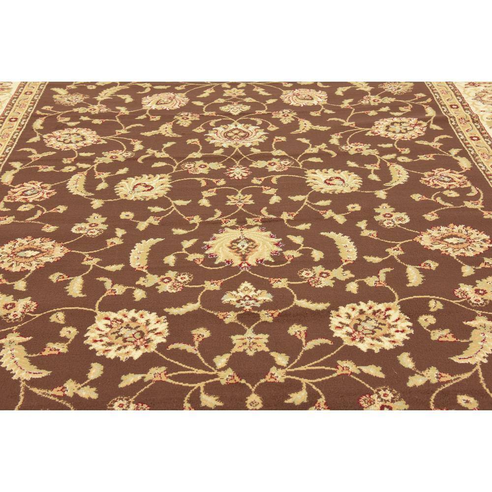 Brown and Ivory Floral Rectangular Synthetic Area Rug, 9' x 12'
