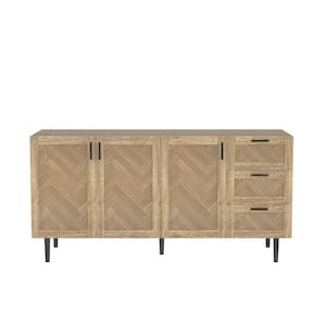 62 in. W x 16 in. D x 24 in. H MDF Ready to Assemble Buffet CabinetPantry With Storage in Brown