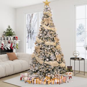 7 ft. Green Lighted Flocked Spruce Artificial Christmas Tree