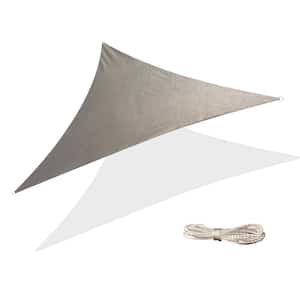 Backyard Expressions 10 ft. x 10 ft. x 10 ft. Grey Triangle Sun Sail w/Tie Ropes Included